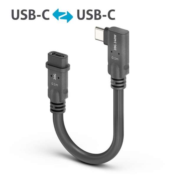 USB-C auf 90° USB-C Portsaver (links/rechts) USB4 Gen2x2 20Gbps - PureInstall 0.10m