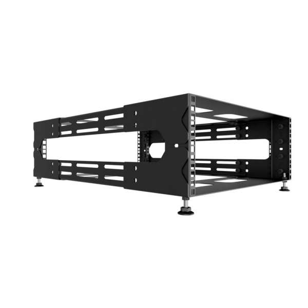 19" Skelett-Rack mit offenem Rahmen und einstellbarer Tiefe 4HE, 100 kg, 492B X von 500 bis 700T X 184H