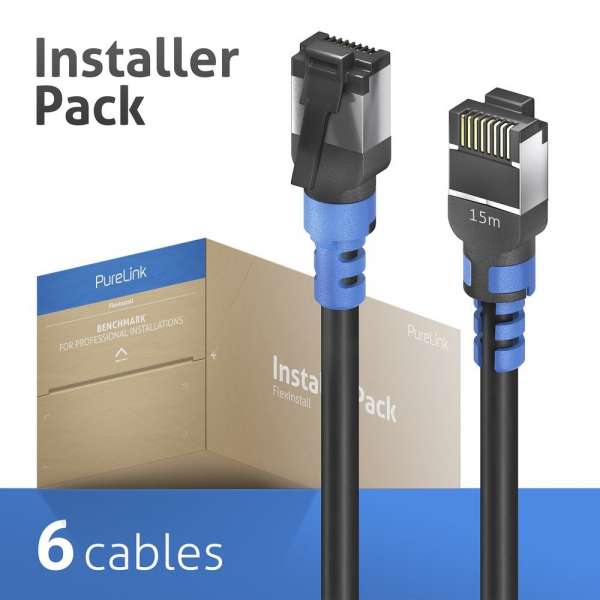 FlexInstall Patchkabel Cat.6A S/FTP 15,0m - Installer Pack 6 stk.