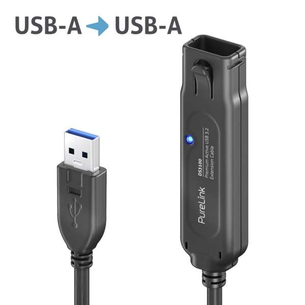 USB 3.2 Gen. 1x1 Aktiver USB-A Portsaver Power Injector - 0,15m
