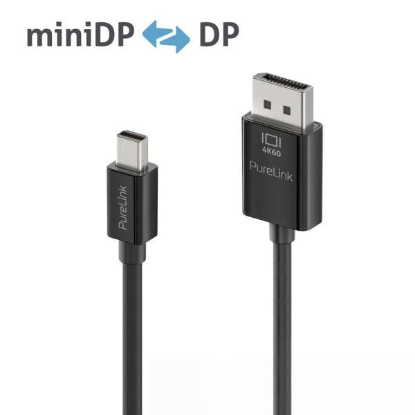 Mini DisplayPort auf DisplayPort Kabel - 4K60 - iSerie - schwarz - 2,00m