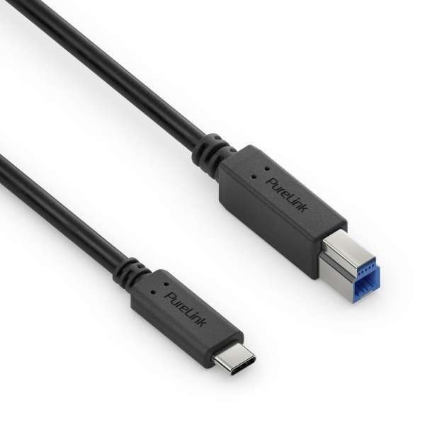 USB-C auf USB-B Kabel - 3.2 Gen 1, 3A/5V/15W, 5G - iSerie - schwarz - 1,50m