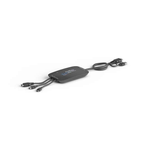 PureTools - 3x1 Präsentations Switcher. Ultra HD 4K kompatibel. HDMI, Mini DP, USB-C Pigtail Eingänge, Gehäuse mit Desktopdesign.