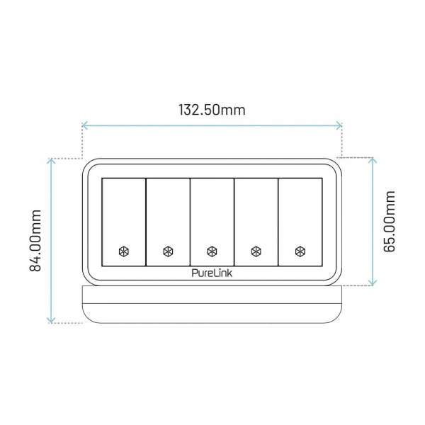 mediahub2 - 5 -Slot, freistehend, On-Table Design - space-grey Gehäuse und mattschwarze Module. 1 Steckdose + 3 Leerplätze. Buchse - DE. Stecker - Wieland GST18