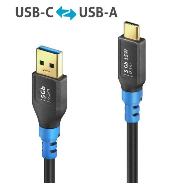 FlexInstall USB-C auf USB-A Kabel USB 3.2 Gen1x1 5Gbps 0.30m