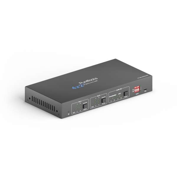 PureTools - 4x2 HDMI Matrix, 4K, HDR Digital und Analog Audio, ARC und RS232
