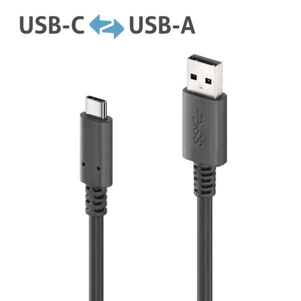 USB-C auf USB-A Kabel - USB 3.2 Gen2x1, 3A, 10Gbps - PureInstall 0,50m