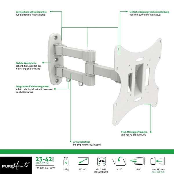 PureMounts® Monitor Halterung - Basic2-37 17-37"