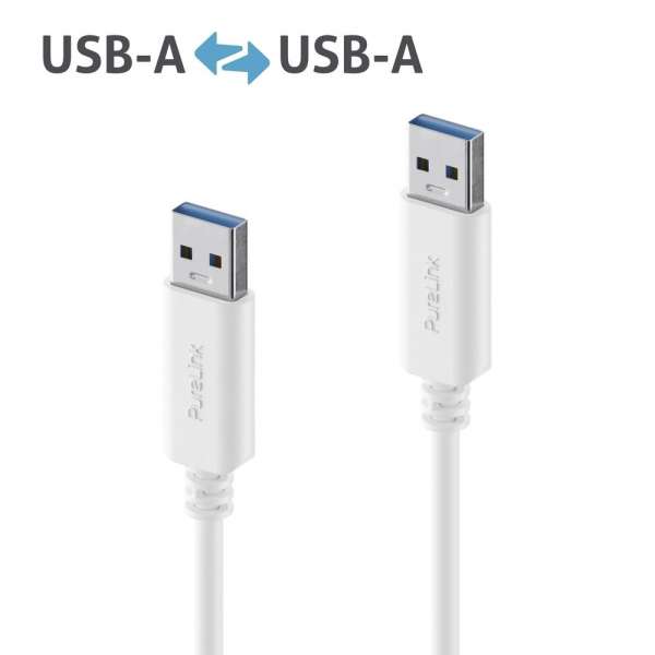 USB-A auf USB-A Kabel - 3.1 Gen 1, 3A/5V/15W, 5G - iSerie - weiß - 1,50m