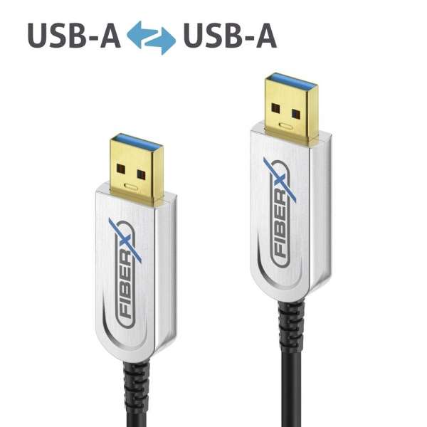 FiberX Serie - USB 3.1 Glasfaser Kabel - USB-A auf USB-A - 40m