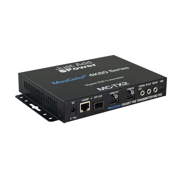 JustAddPower - MaxColor™ 4K60 4:4:4 Encoder (Transmitter), 36-Bit, mit SFP, USB-C, ARC & HDMI-Ausgang