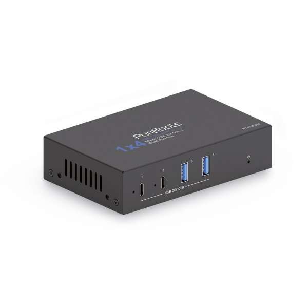 PureTools - 1x4 USB 3.2 Gen1 Hub - 5Gbps - USB 3.2 Quad Port ProAV hub