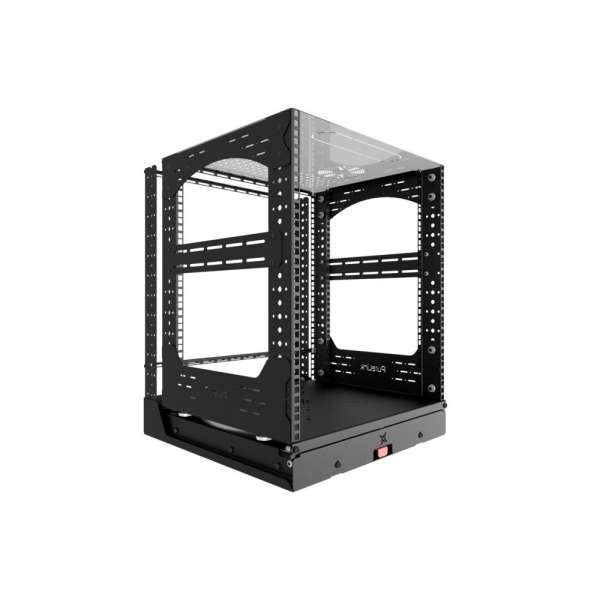 19" Auszieh- und drehbares Rack 12RU, 130kg Traglast, 490B x 498T x 614H