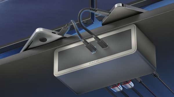 mediahub2 - 7 Steckplätze, freistehend auf Tisch - Space grey Gehäuse und matt-schwarze Module. M2 Dock. Buchse - Keine. Stecker - Keiner.