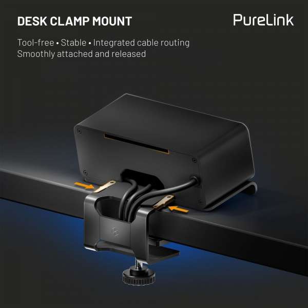 mediahub2 - Tischklemme (weiß) - Eine sichere Befestigungsmöglichkeit für die freistehende Konfiguration des mediahub2 auf dem Tisch.