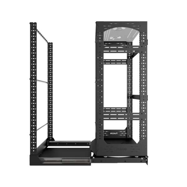 19" Auszieh- und drehbares Rack 24RU, 130kg Traglast, 490B x 498T x 1148H