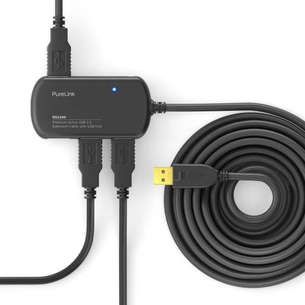 USB 2.0 Aktiv Verlängerung mit Hub - schwarz - 6,00m