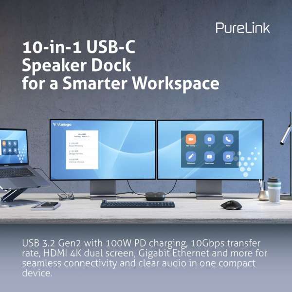 Vuelogic - Speaker Dock - Kombination aus Lautsprecher, Mikrofon und Docking Station - 4K-Unterstützung