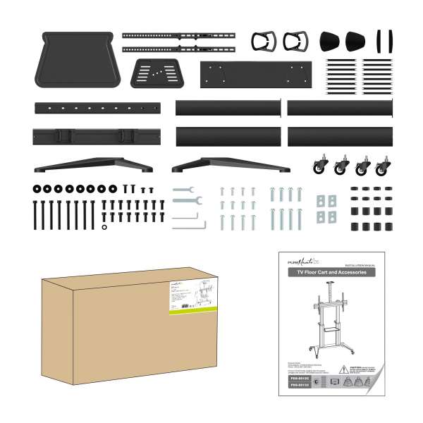 PureMounts® Premium TV Cart - Single Display bis 120", schwarz