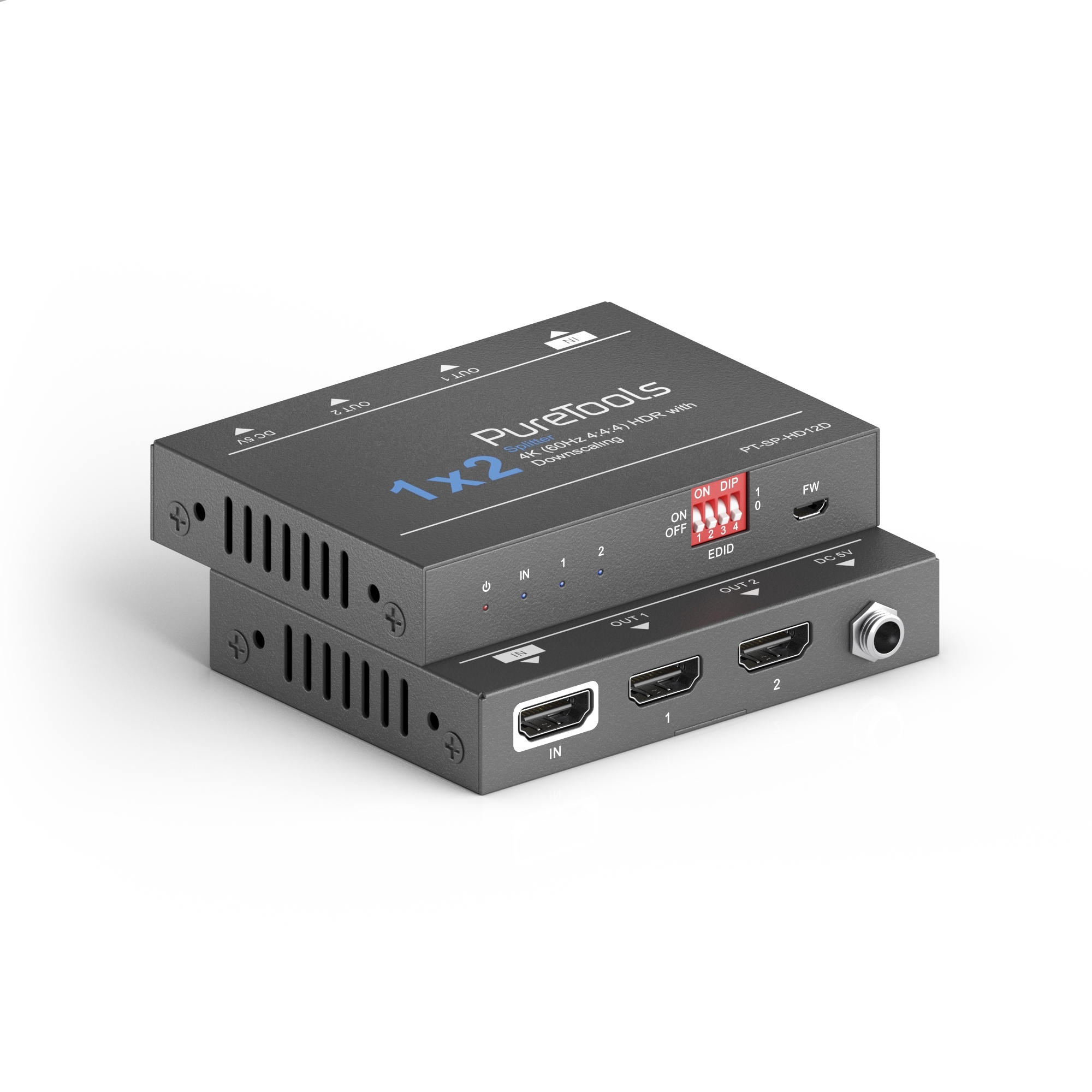 1x2 4K 18Gbps HDMI Splitter with Scaler, PureLink