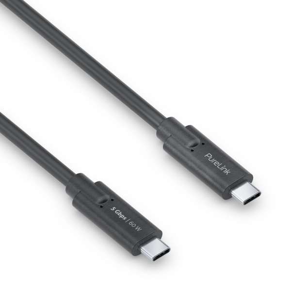 USB-C auf USB-C Kabel - 3.1 Gen 1, 3A/5V/60W, 5G, DP Alt Mode - iSerie - schwarz - 0,50m