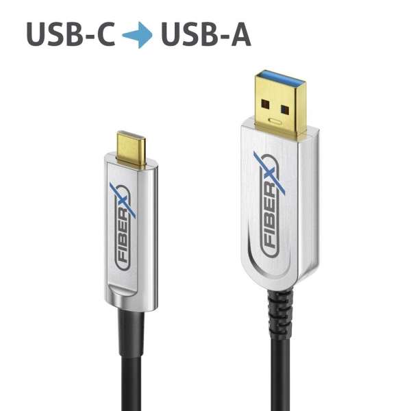 FiberX Serie - USB 3.1 Glasfaser Kabel - USB-A auf USB-C - 30m