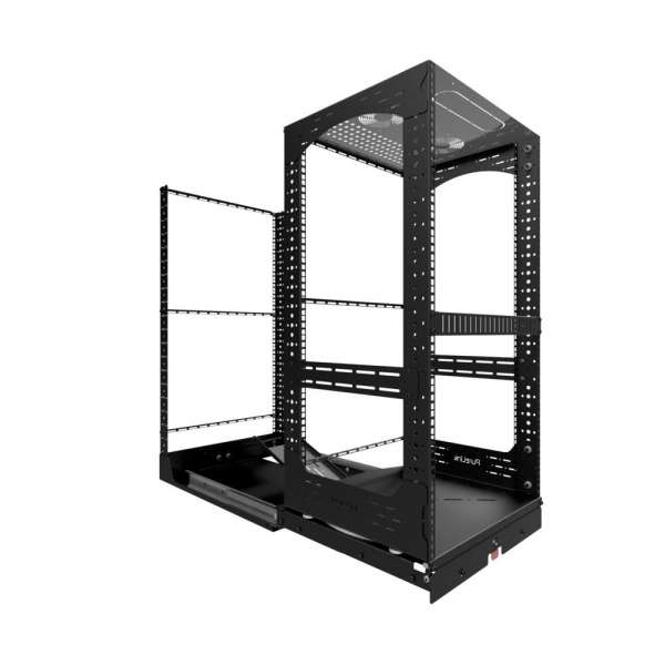 19" Auszieh- und drehbares Rack 20RU, 130kg Traglast, 490B x 608T x 970H