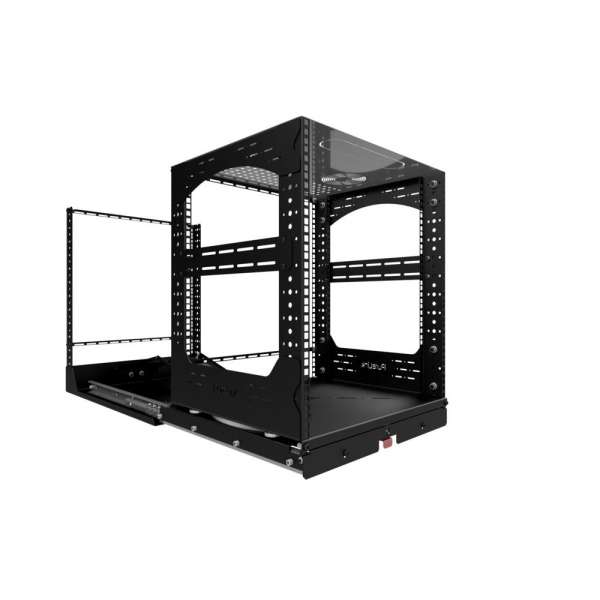 19" Auszieh- und drehbares Rack 12RU, 200kg Traglast, 490B x 608T x 606H