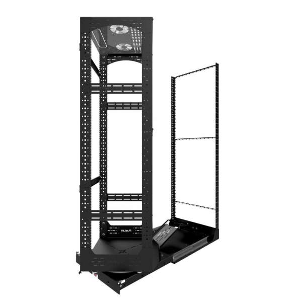 19" Auszieh- und drehbares Rack 32RU, 130kg Traglast, 490B x 608T x 1505H