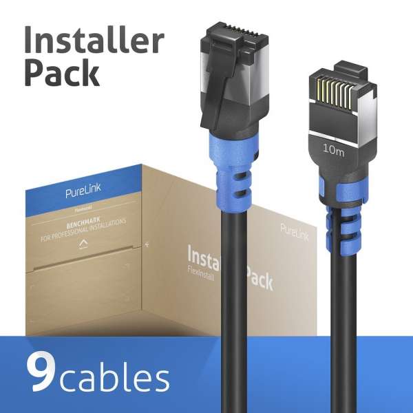 FlexInstall Patchkabel Cat.6A S/FTP 10,0m - Installer Pack 9 stk.