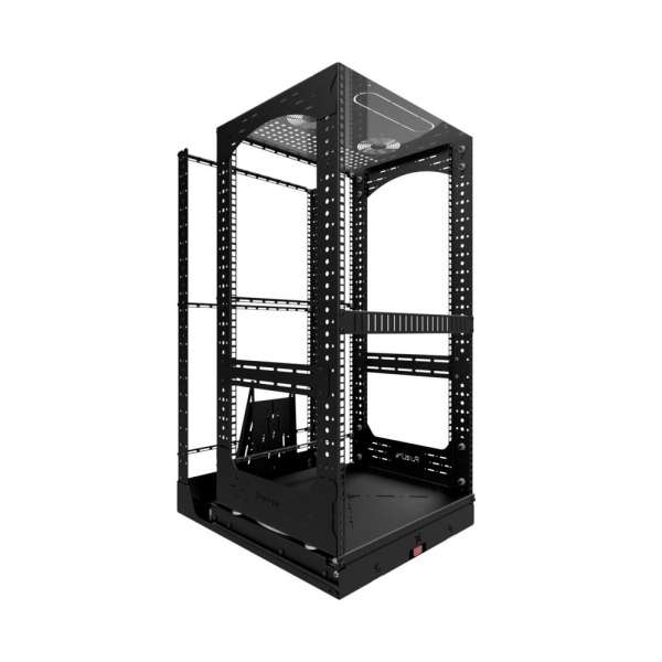 19" Auszieh- und drehbares Rack 20RU, 130kg Traglast, 490B x 608T x 970H