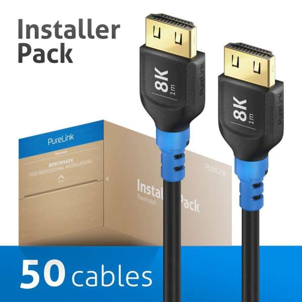 FlexInstall HDMI Kabel 8K, 1.00m - Installer Pack 50 stk.