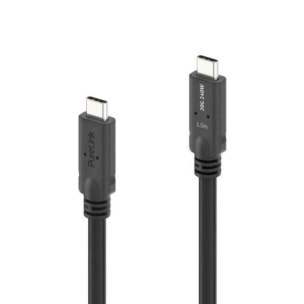 USB-C auf USB-C Kabel mit E-marker USB4 Gen2x2 20Gbps, 240W - PureInstall 1.00m