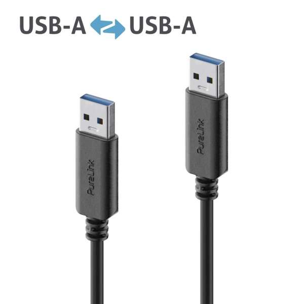 USB-A auf USB-A Kabel - 3.1 Gen 1, 3A/5V/15W, 5G - iSerie - schwarz - 1,00m
