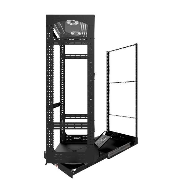 19" Auszieh- und drehbares Rack 28RU, 130kg Traglast, 490B x 498T x 1327H