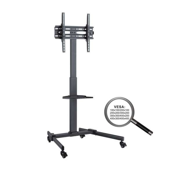 PureMounts® TV Standfuß mobil und höhenverstellbar, schwarz