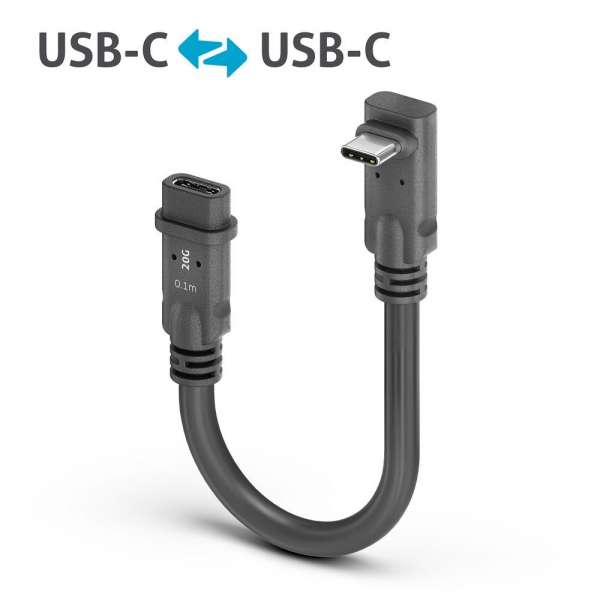 USB-C auf 90° USB-C Portsaver (oben/unten) USB4 Gen2x2 20Gbps - PureInstall 0.10m