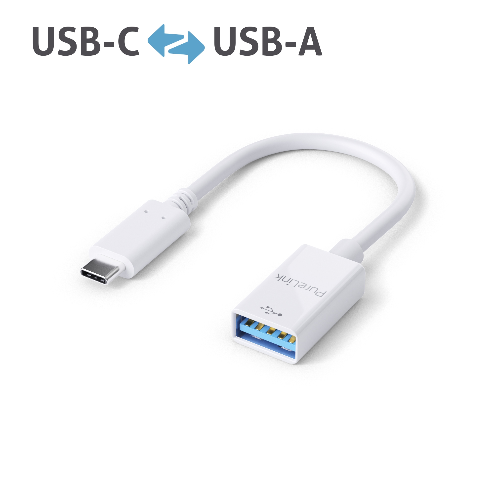Premium USB-C auf USB-A OTG Adapter (USB 3.1 Gen1), Portsaver 0,10m ...