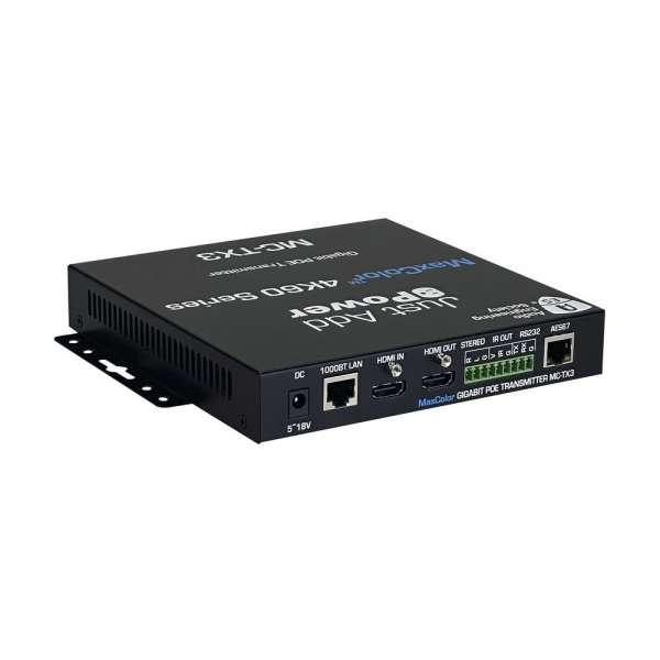 JustAddPower - MaxColor™ 4K60 4:4:4 Encoder (Transmitter), 36-Bit in & out mit AES67, USB-C & HDMI out