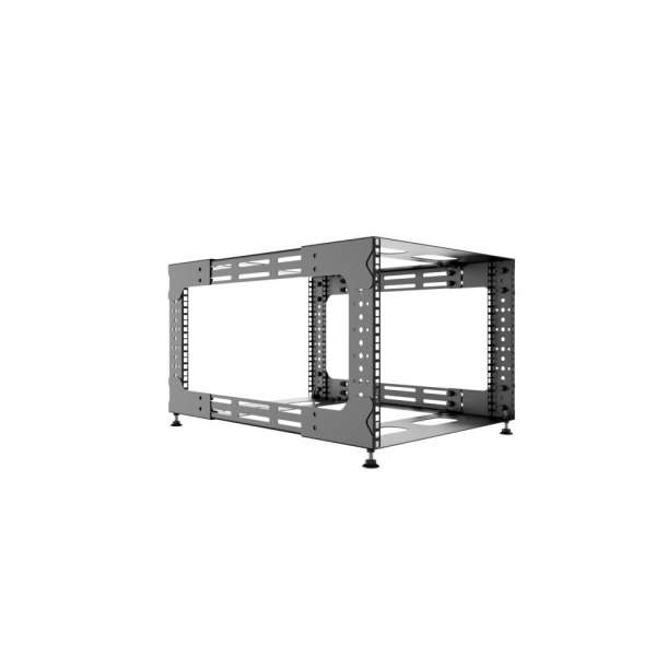 19" Skelett-Rack mit offenem Rahmen und verstellbarer Tiefe 8HE, 100 kg, 492 B x von 500 bis 700 T x 362 H