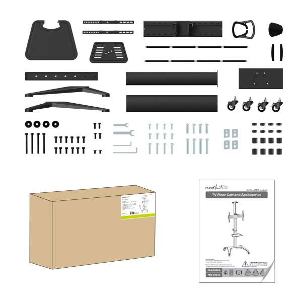 PureMounts® Premium TV Cart - Single Display bis 70", schwarz