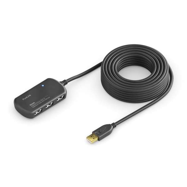 USB 2.0 Aktiv Verlängerung mit Hub - schwarz - 6,00m
