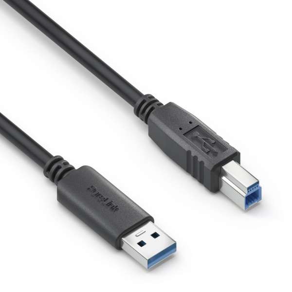 USB-A auf USB-B Kabel - 3.2 Gen1, 3A/5V/15W, 5G - iSerie - schwarz - 2,00m
