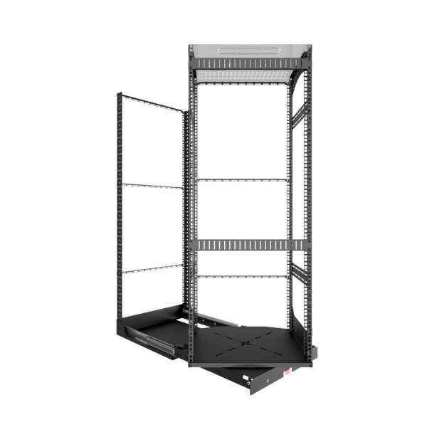 19" Auszieh- und drehbares Rack 28RU, 130kg Traglast, 490B x 608T x 1327H