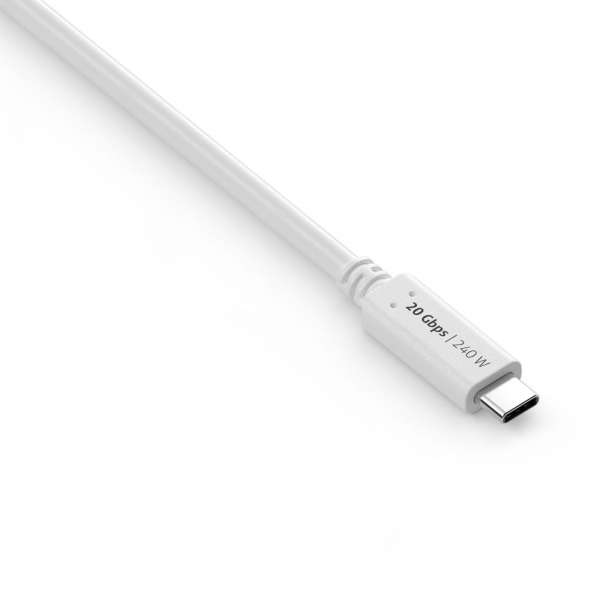 USB-C auf USB-C Kabel - USB4 Gen 2x2, 5A, EPR 240W, 20G, DP Alt Mode - iSerie - weiß - 1,50m