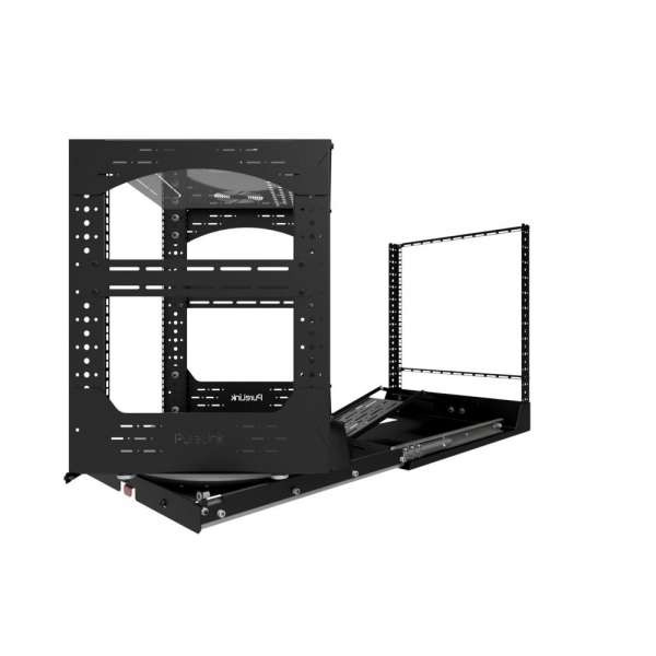 19" Auszieh- und drehbares Rack 12RU, 200kg Traglast, 490B x 608T x 606H