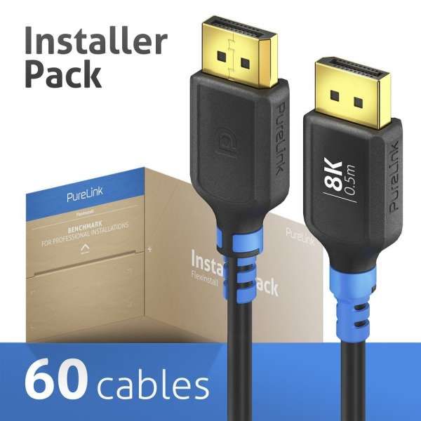 FlexInstall DP Kabel 8K, 0.50m - Installer Pack 60 stk.