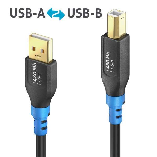 FlexInstall USB-A auf USB-B Kabel USB 2.0 480Mbps 1.50m