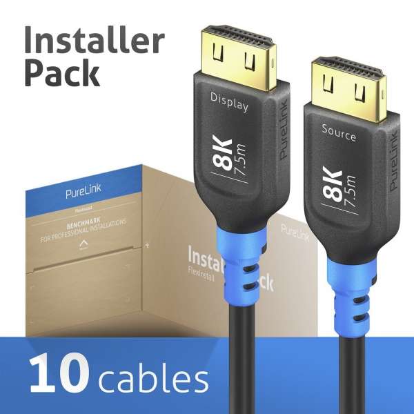 FlexInstall AOC HDMI Kabel 8K 48Gbps 7.50m - Installer Pack 10 stk.