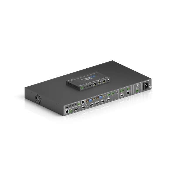 PureTools - Scaler Switcher 9x2, 4K, 3-Level MIC, HDMI & HDBT Ausgänge, Balanced Audio + Verstärker